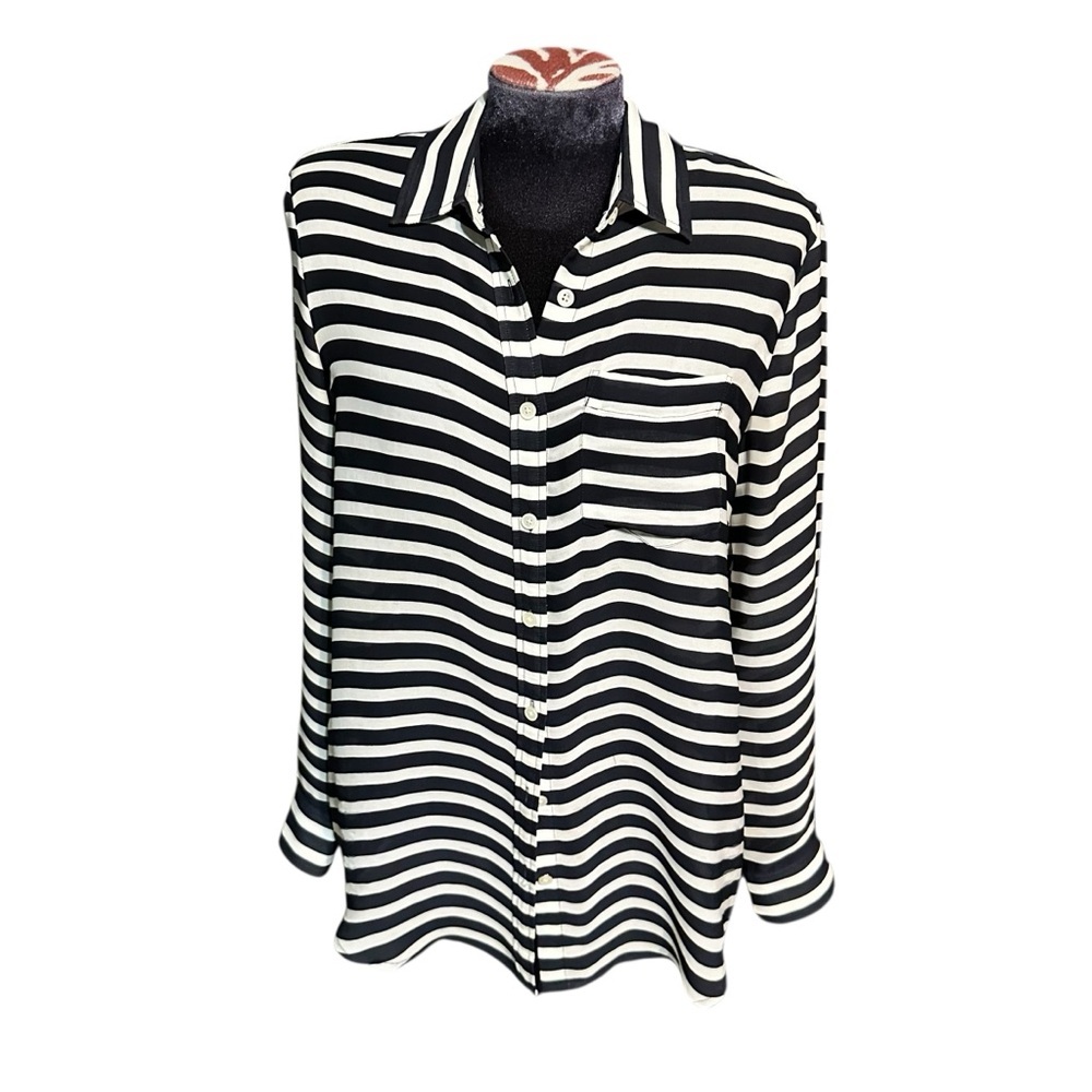 Banana Republic Black White Striped Long Sleeve Top XS